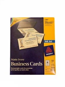 27882 Avery Visitenkarten matt elfenbein schwerer 2-seitiger Druck 150 Karten insgesamt - Bild 1 von 2