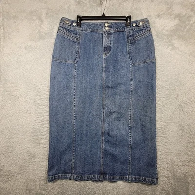 AE Sport & Co Jeans Denim Skirt Womens 18 Blue Denim Long Midi Maxi - Image 1 of 4