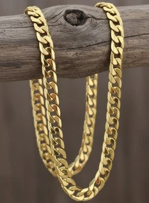 Cadena Cubana 20" 18k 75% Oro Sólido Cobre Enclavamiento 6mm  Foto 1 de 4