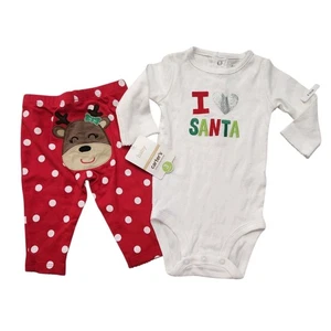 I Love Santa Carter's Christmas Reindeer Size 3M Bodysuit Outfit 3 Months - Picture 1 of 5