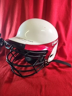 Casco de bateo de béisbol Worth 2 tonos blanco/rojo juvenil talla 6-3/4 - jaula 7-7/8 Foto 1 de 4