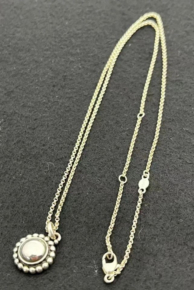 Vintag GEORG JENSEN Heritage Moonlight Blossom Pendant Necklace SV925 9A 17.3in - Bild 1 von 4