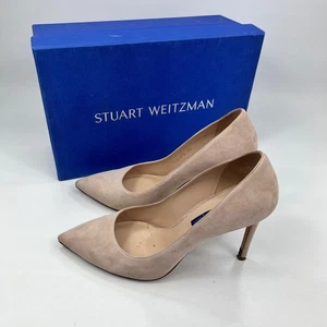 Stuart Weitzman Women's Beige Suede Leather Stiletto Heels UK 5 Pointed Toe - Picture 1 of 15