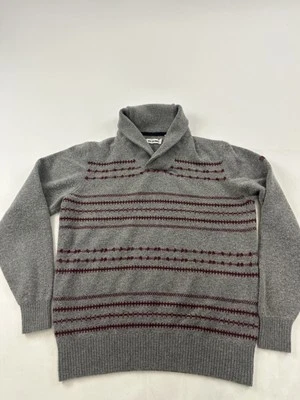Ben Sherman Sweater Mens Large Gray Maroon Shawl Collar Pullover Lambswool Blend - Image 1 of 4