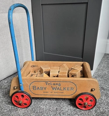 Vintage Tri Ang Baby's  Walker With Rare Original Blocks - Image 1 of 4