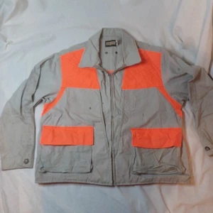SafTBak Canvas Hunting Jacket Mens L Blaze Orange Made in USA W/Game Bag - Picture 1 of 16
