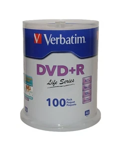 Neu DVD+R 100er Pack 4,7 GB 16x Geschwindigkeit 120 min Verbatim Life Series praktische Hülle - Bild 1 von 12