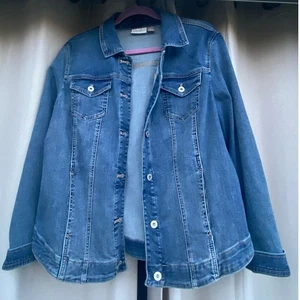 Chico's Perfect Stretch Blue Denim Jacket Women's Size Large (2) - Picture 1 of 5
