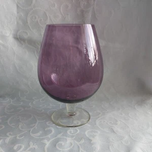 Beautiful Large Oversize Purple Bowl Shaped Vase With Clear Stem - Picture 1 of 5