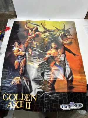 Sega Genesis Golden Axe II 2 Foldable Promotional Poster Insert - Vintage *READ* - Image 1 of 4