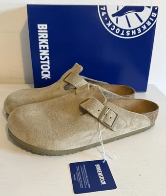 Birkenstock Boston Veloursleder Faded Khaki Clogs 38 39 41 43 & 45 Regular Fit