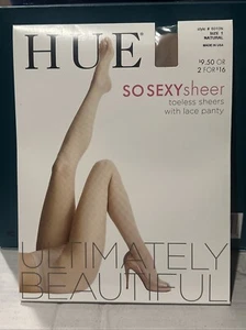 1x HUE So Sexy Sheer Toeless Pantyhose w/ Lace Panty - Natural Size 1 6010N NEW - Picture 1 of 4