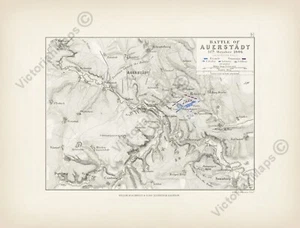 Battle of Auerstedt Napoleon plan map A Johnston Alison's Atlas art print poster - Picture 1 of 6