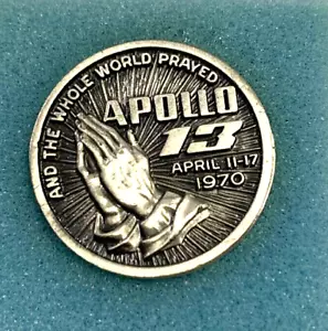 Moneda de peltre Balfour de la NASA Apolo 13 1970 medallón 2 caras + estuche 1,25"" nuevo de lote antiguo - Imagen 1 de 3
