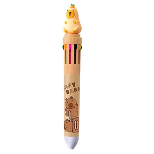 2PCS 10-in-1 Retractable Capybara Pen Multicolor Rollerball Pen For School - Picture 1 of 11