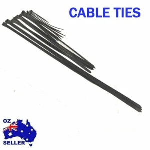 4.8X300mm Cable Ties Zip Ties Nylon UV Stabilised 100/200/500/1000x Bulk Black - Picture 1 of 1