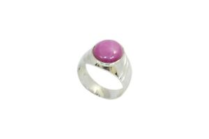 925 Hallmarked Sterling Silver Men's Ring Red Synthetic Star Sapphire Stone