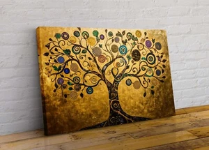 Tree of Life Golden Abstract Canvas Wall Art Picture Print Gustav Klimt Style - Picture 1 of 2