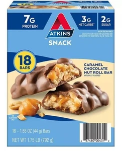 Atkins Snack Caramel Chocolate Nut Roll 18 count, LOW Carb - Picture 1 of 3