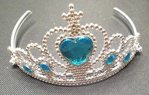 NEW Plastic silver childrens blue stone tiara hair accessory bling party prom - Picture 1 of 2