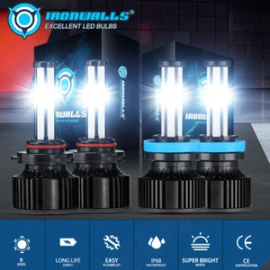 9005 H11 6-Sides Combo LED Headlight High Low Beam 6500K White Bright 2200000LM - Picture 1 of 18