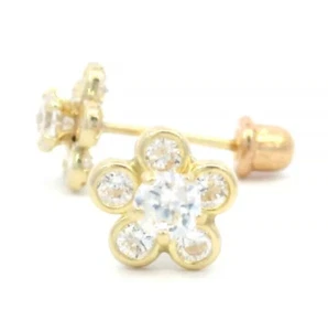 Pendientes Tioneer 7 mm bisel estrella redondeado oro amarillo 14k tornillo trasero - Imagen 1 de 2