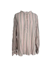 Tunica top da donna nera a righe Lucky Brand taglia large pesca a maniche lunghe - Foto 1 di 7