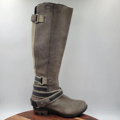 Sorel Lolla Botas Altas Mujer 6.5 Gris Nobuck Hasta la Rodilla Montar Impermeable Arnés Foto 1 de 4