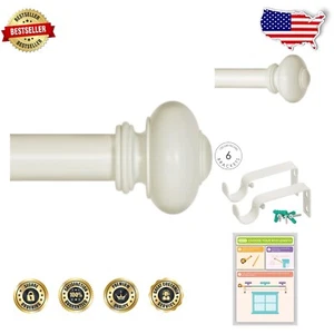 Classic 1 Inch Drapery Rod with Complete Mounting Kit - 120 to 240 Inch Ivory - Picture 1 of 9