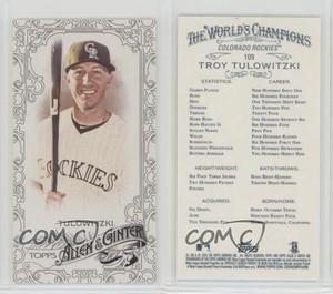 2015 Topps Allen & Ginter's Mini Black Border Troy Tulowitzki #109