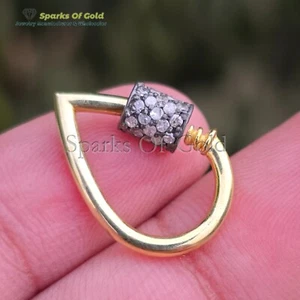 Mosquetón en forma de gota encontrar plata 925 diamante natural potenciador de joyas - Imagen 1 de 7