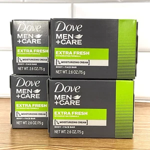 Dove Men + Care Extra Fresh Body And Face Bar Soap 2.6 oz- bundle of 4 - Picture 1 of 1