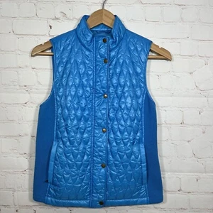 Talbots Quilted Puffer Vest Womens Petite Petite Blue Full Zip Snap Buttons - Picture 1 of 16