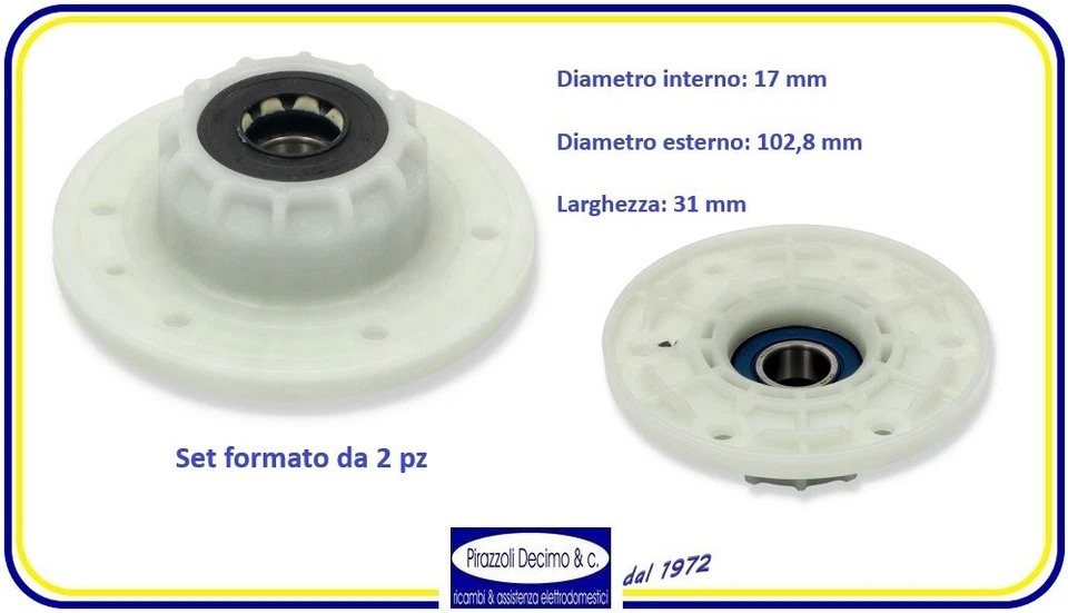 SET 2 MOZZO DISCO CUSCINETTO LAVATRICE CARICA ALTO CANDY HOOVER ZEROWATT - Imagen 1 de 1