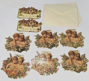 MERRIMACK gestanzter Engel - 2 Stile, 8er Set mit 10 Umschlägen Goldakzente NEU - Bild 1 von 4