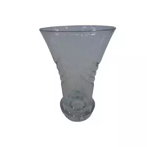 French 7" Pressed Clear Glass Heavy Bottom Vase 19 - Picture 1 of 12