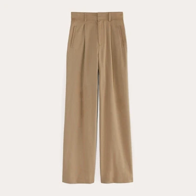 Everlane The Draper Pleated Pant in Buttersmooth Tan Tencel Blend Size 10P - Image 1 of 4