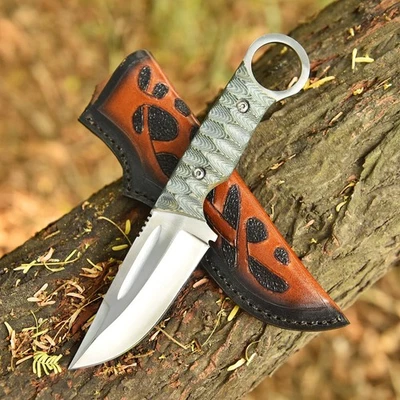 BG KNIVES 8.5" Handmade Custom G10 Handle Hunting Fixed Blade Knife With Engraved Sheath