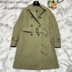 MACKINTOSH × MARGARET HOWELL Khaki Gummierter Trenchcoat mit Gürtel Größe M - Bild 1 von 15