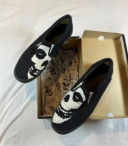 Misfits Vision Street Wear Men 13 Rare Slip Ons Y2K Shoes Skate Band Skull Black - Picture 1 of 24