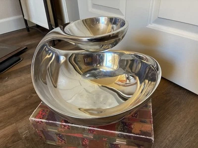 Tigela de servir 2010 Nambe Wei Young grande colher servidor chip mergulho MT0253 - Imagem 1 de 4