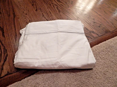 Sábana plana Peacock Alley King blanca lisa 100 % algodón ¡con borde gris! Foto 1 de 4