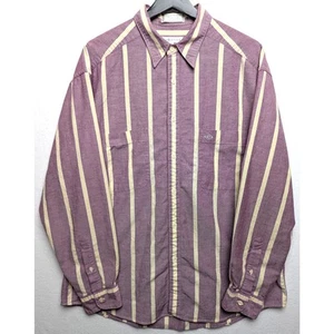 Vintage Men's Claiborne Purple & Yellow Striped Shirt 100% Cotton - Picture 1 of 9