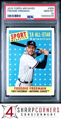 2019 TOPPS ARCHIVES #309 FREDDIE FREEMAN BRAVES POP 3 PSA 10 - Image 1 of 3