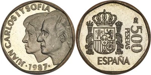 Spain: 500 Pesetas aluminium-bronze 1987 - Proof - Bild 1 von 4