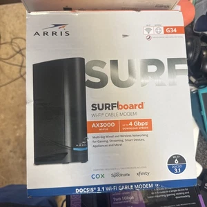 ARRIS Deska surfingowa G34 DOCSIS 3.1 Gigabitowy modem kablowy i router AX3000 WLAN 6 NOWOŚĆ - Zdjęcie 1 z 2
