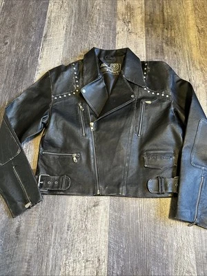 Chaqueta de moto de cuero grande Y2K vintage No Fear Foto 1 de 4