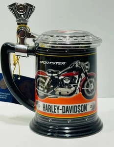 HARLEY-DAVIDSON Sportster Stein Tankard Black orange 2007 Franklin Mint - Picture 1 of 9