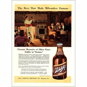 1937 Schlitz: Pleasant Memories Olden Times Steinies Vintage Print Ad - Picture 1 of 1