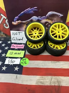 RC CAR TIRES & WHEELS 1/10 / 12mm 4pc. ~PreOwned~ - Picture 1 of 5